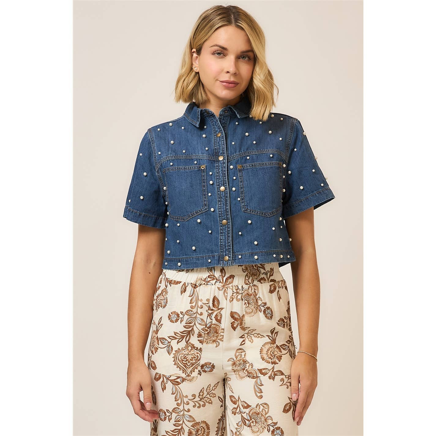 Pearl Charm Denim Jacket