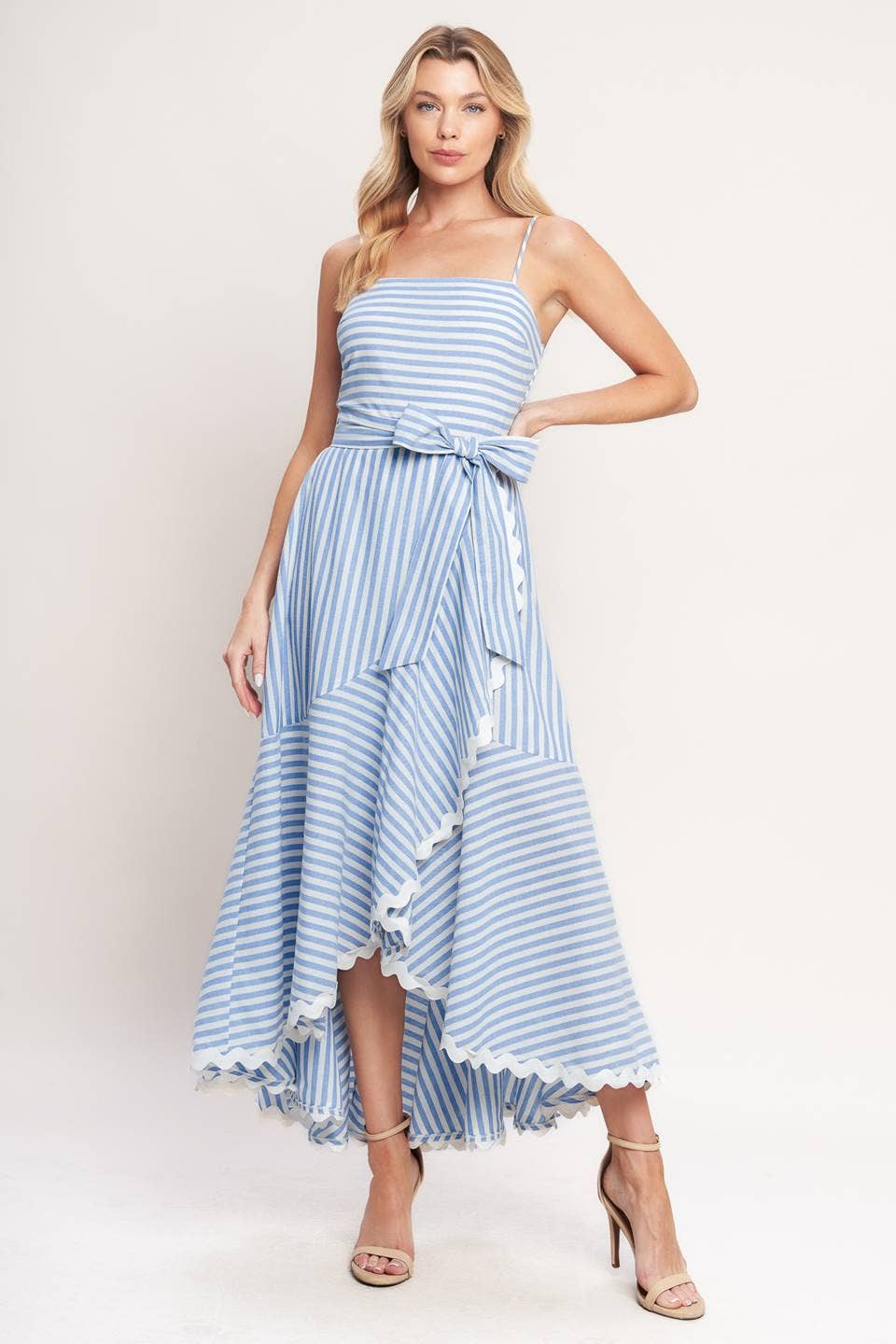 A striped woven midi dress