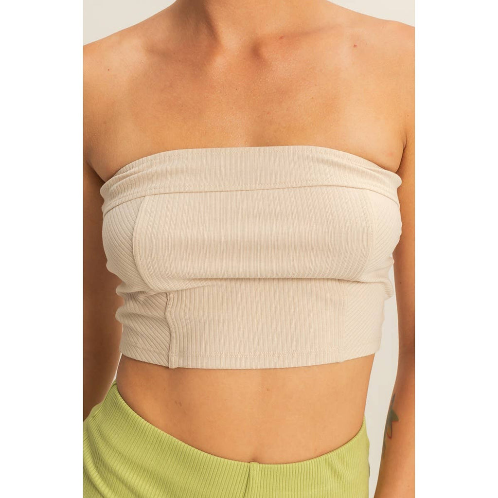 Strapless Ribbed Crop Top