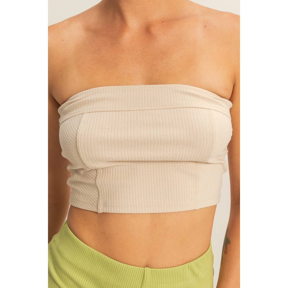 Strapless Ribbed Crop Top