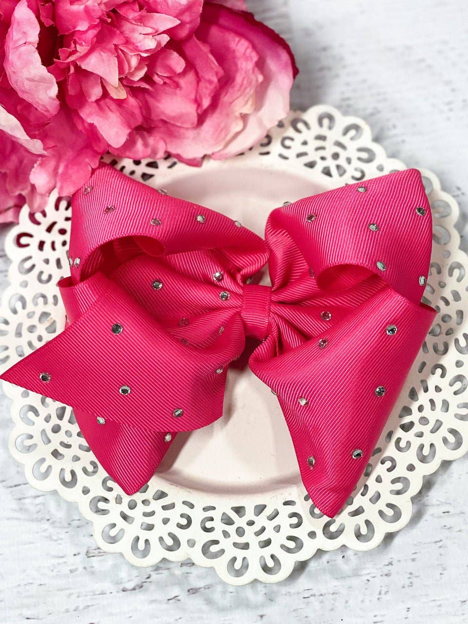 Rhinestone Hair Bow - Alligator Clip - 5.5"