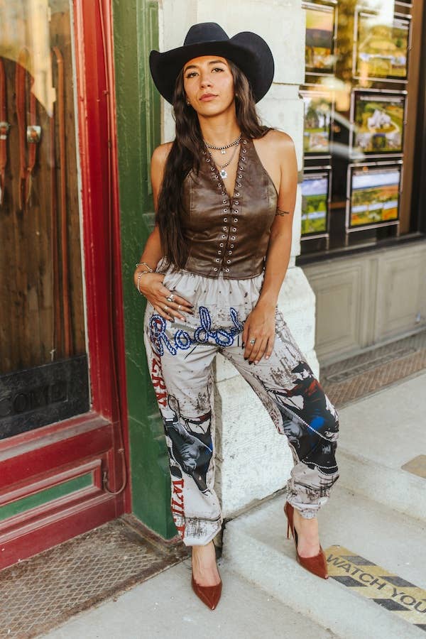 Vintage Rodeo Printed Elastic Waist Jogger Pants