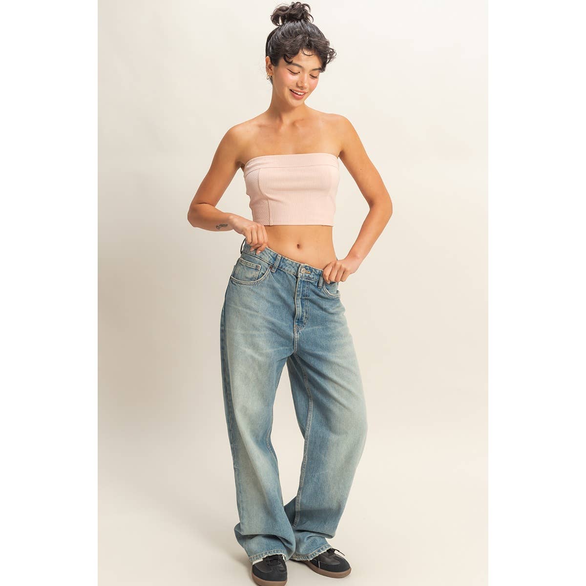 Strapless Ribbed Crop Top