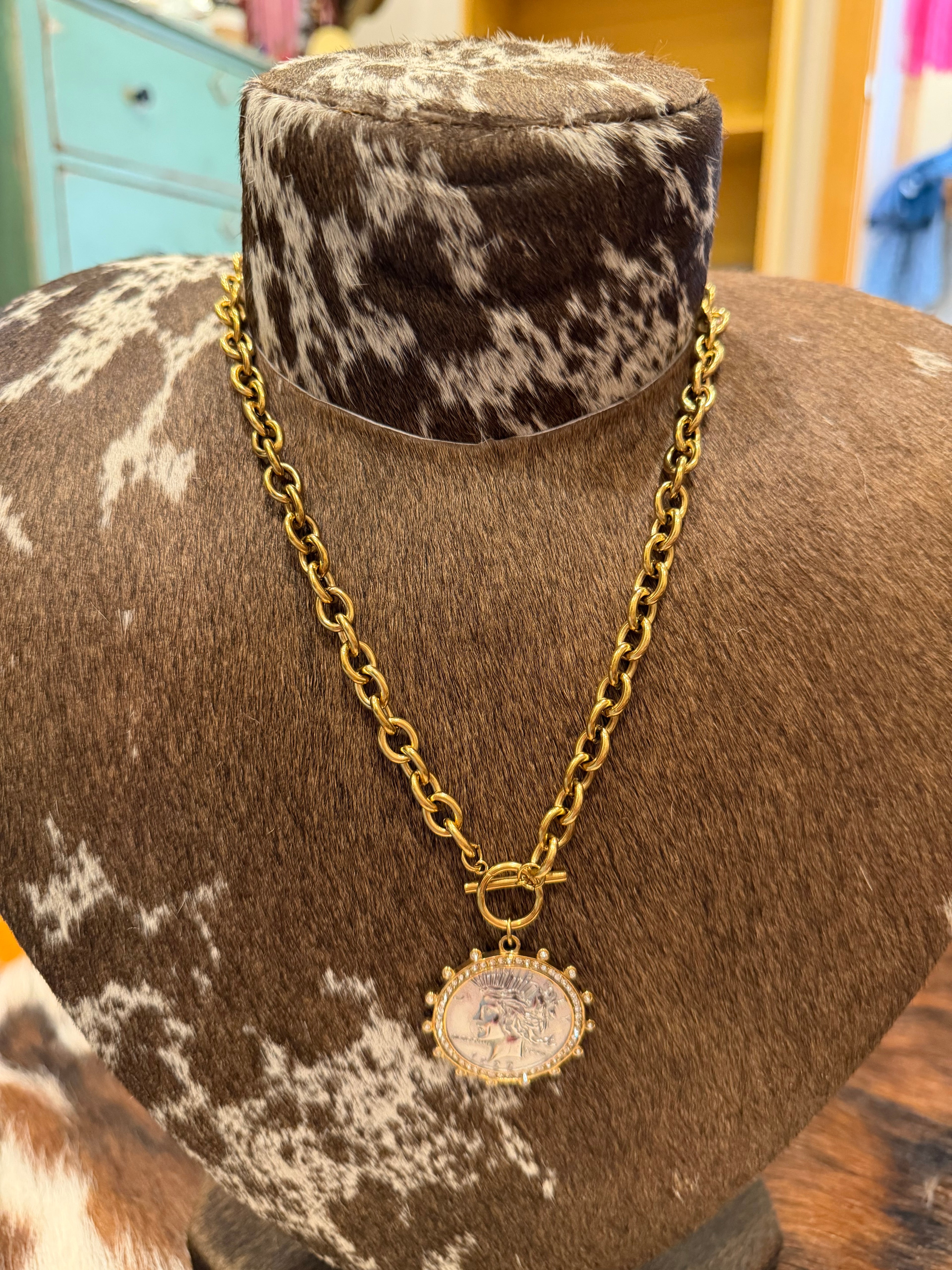Golden Liberty Coin Necklace