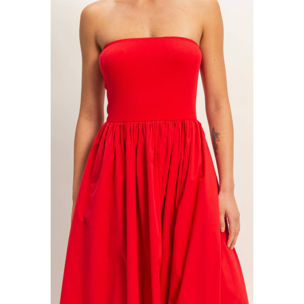 Strapless Flowy Midi Dress