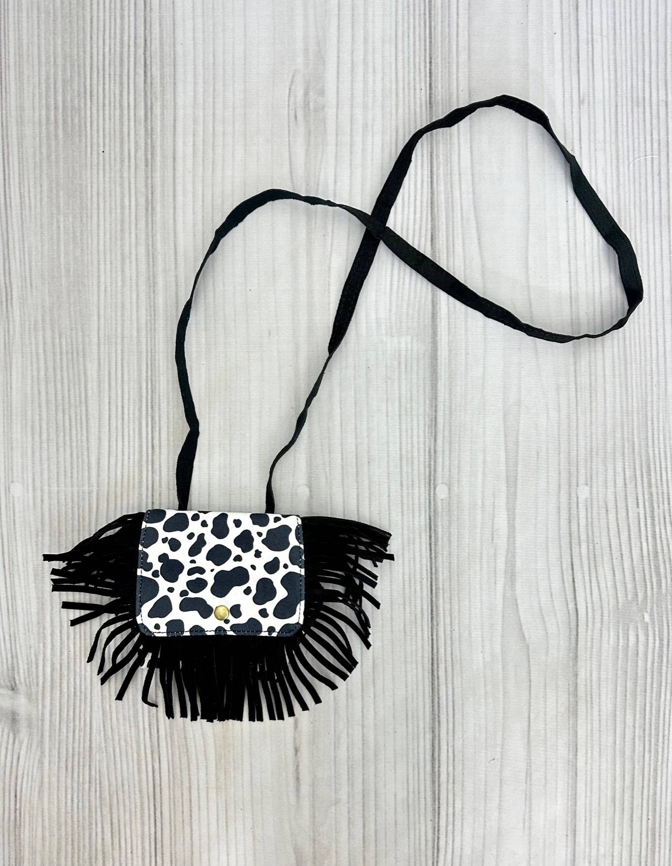 Girls Cow Fringe Purse