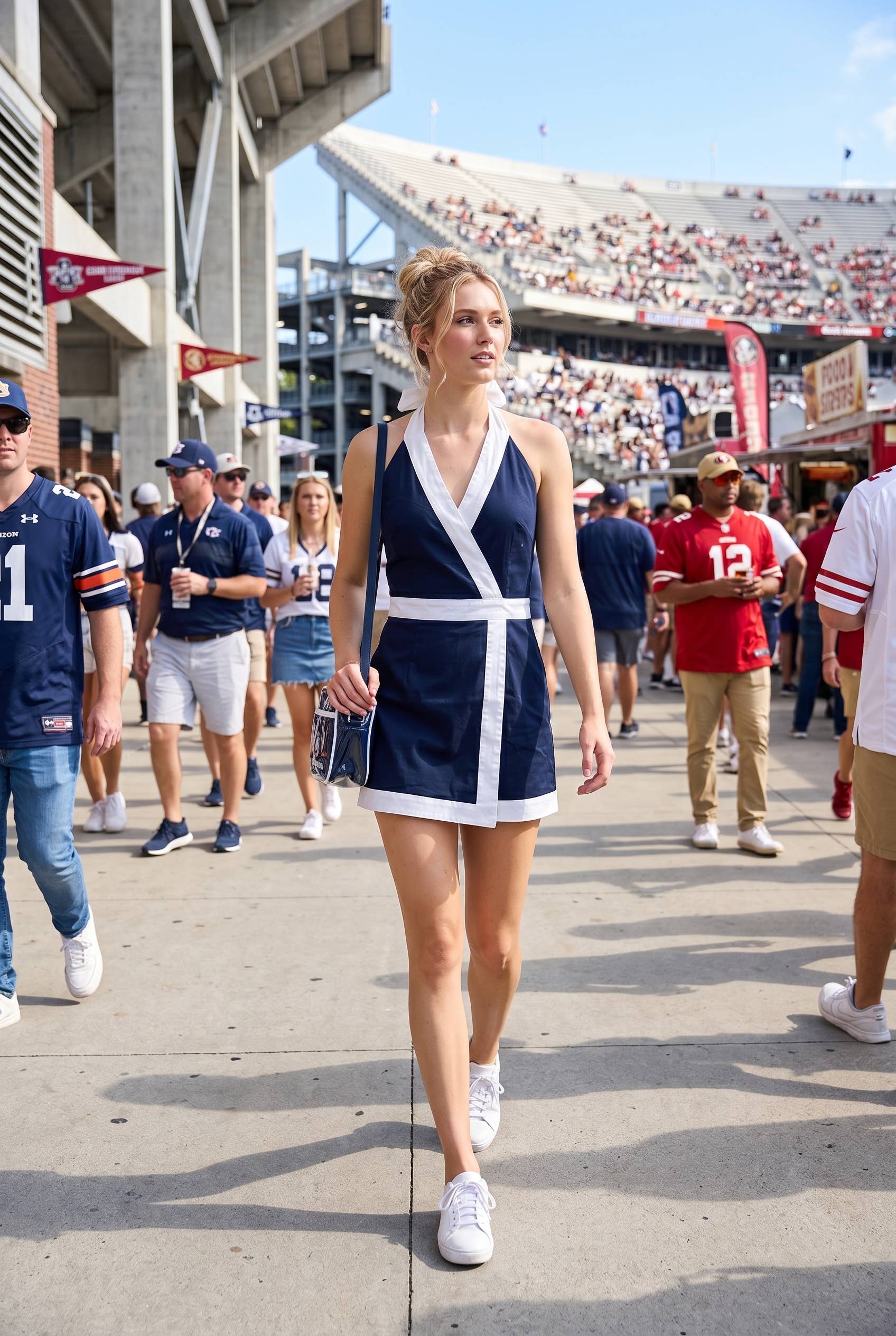 Touchdown Chic Navy & White Romper