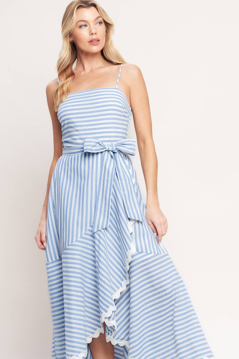 A striped woven midi dress