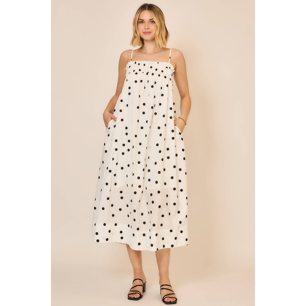 Classic Charm Polka Dot Midi Dress