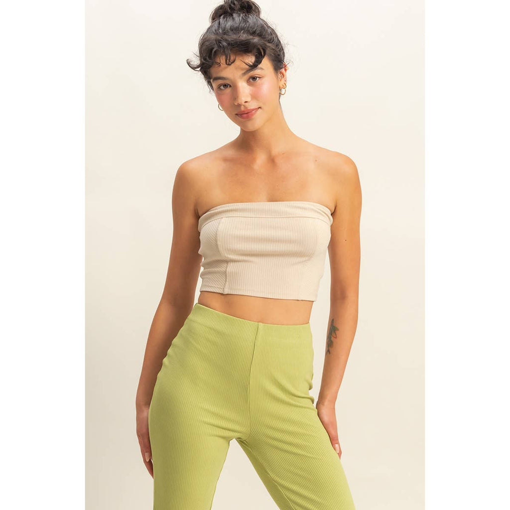 Strapless Ribbed Crop Top