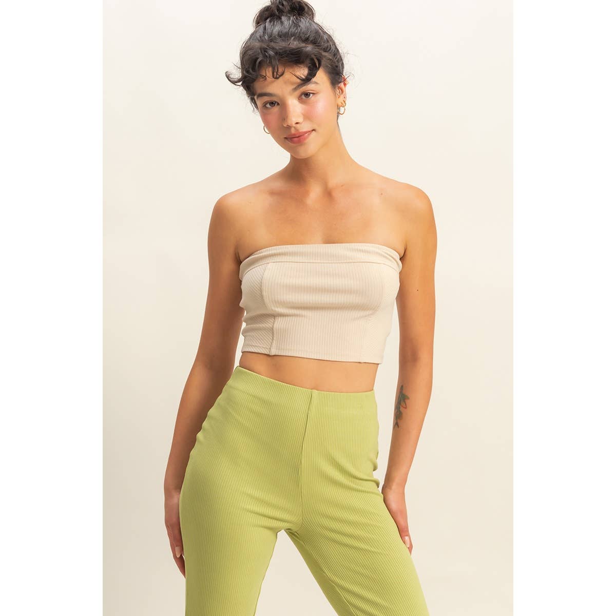 Strapless Ribbed Crop Top