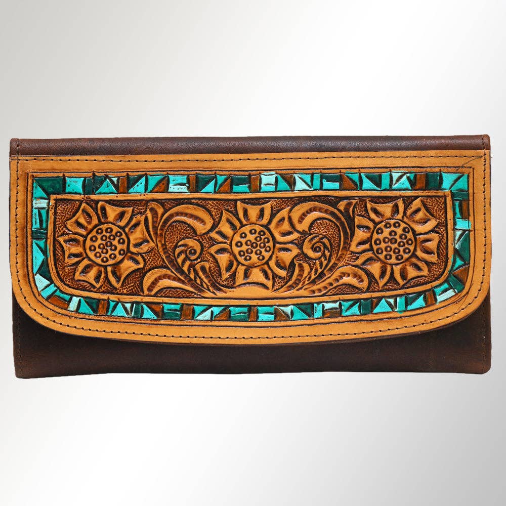 ADBGM102 Western Floral Tooled Leather Crossbody - by American Darling