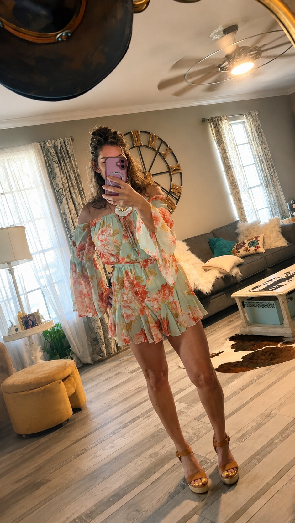 A printed woven romper