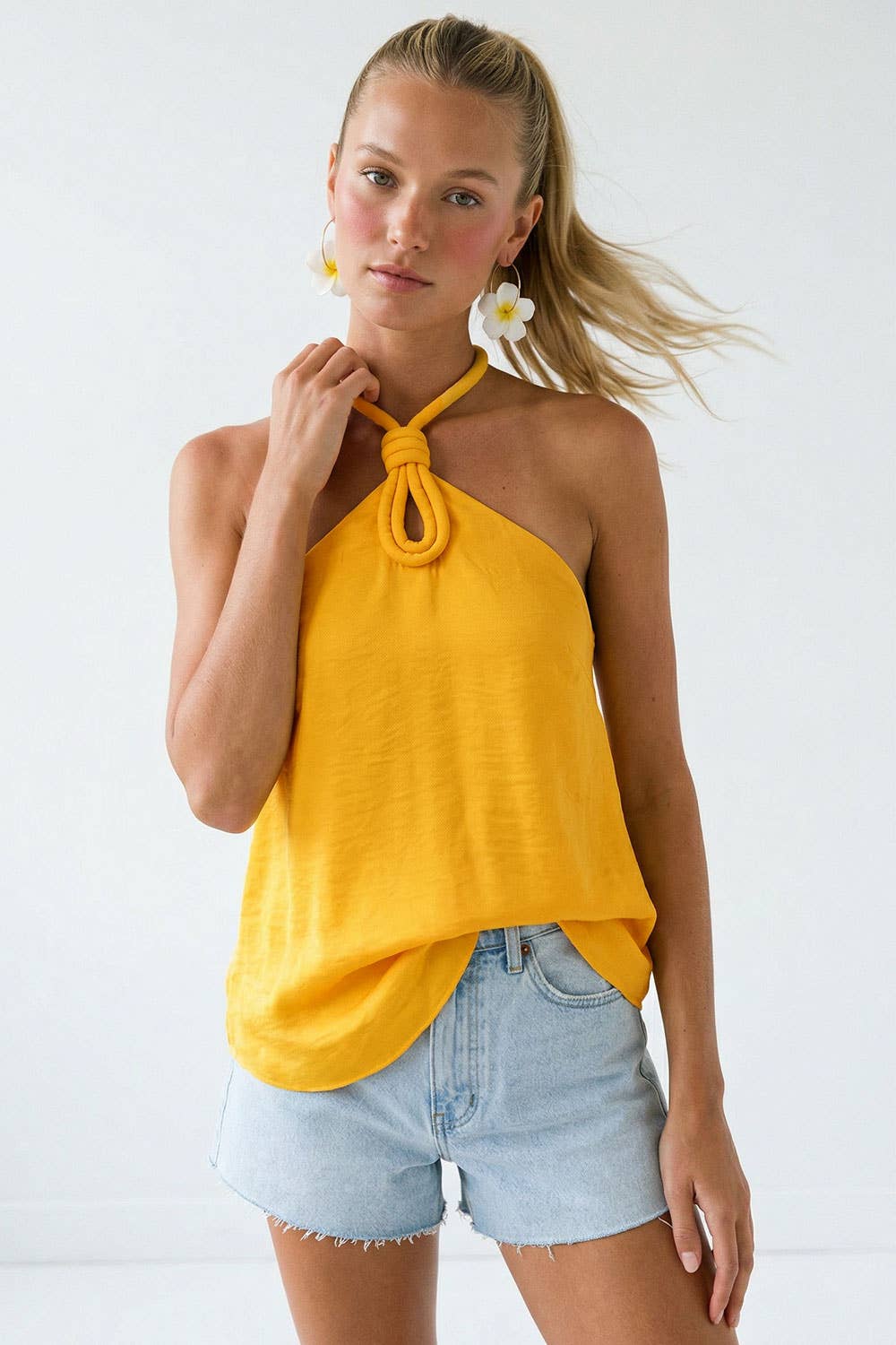 Cord Keyhole Sleeveless Top