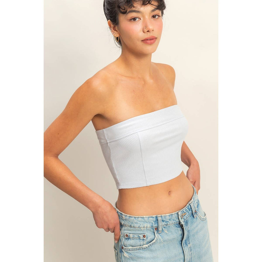 Strapless Ribbed Crop Top