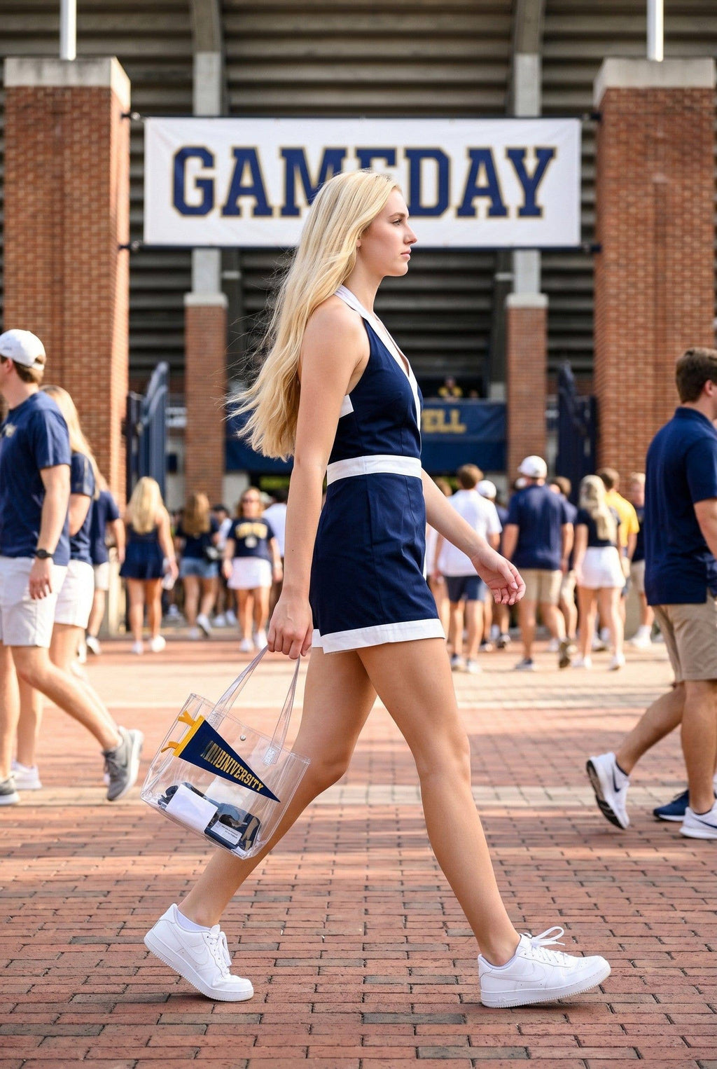 Touchdown Chic Navy & White Romper