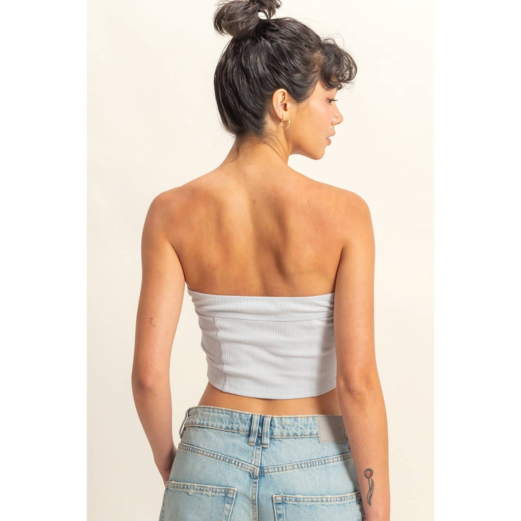 Strapless Ribbed Crop Top