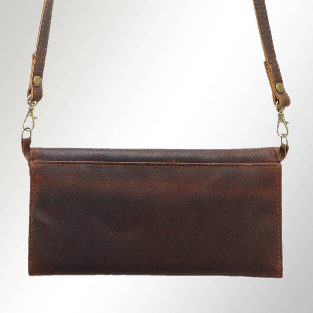 ADBGM102 Western Floral Tooled Leather Crossbody - by American Darling