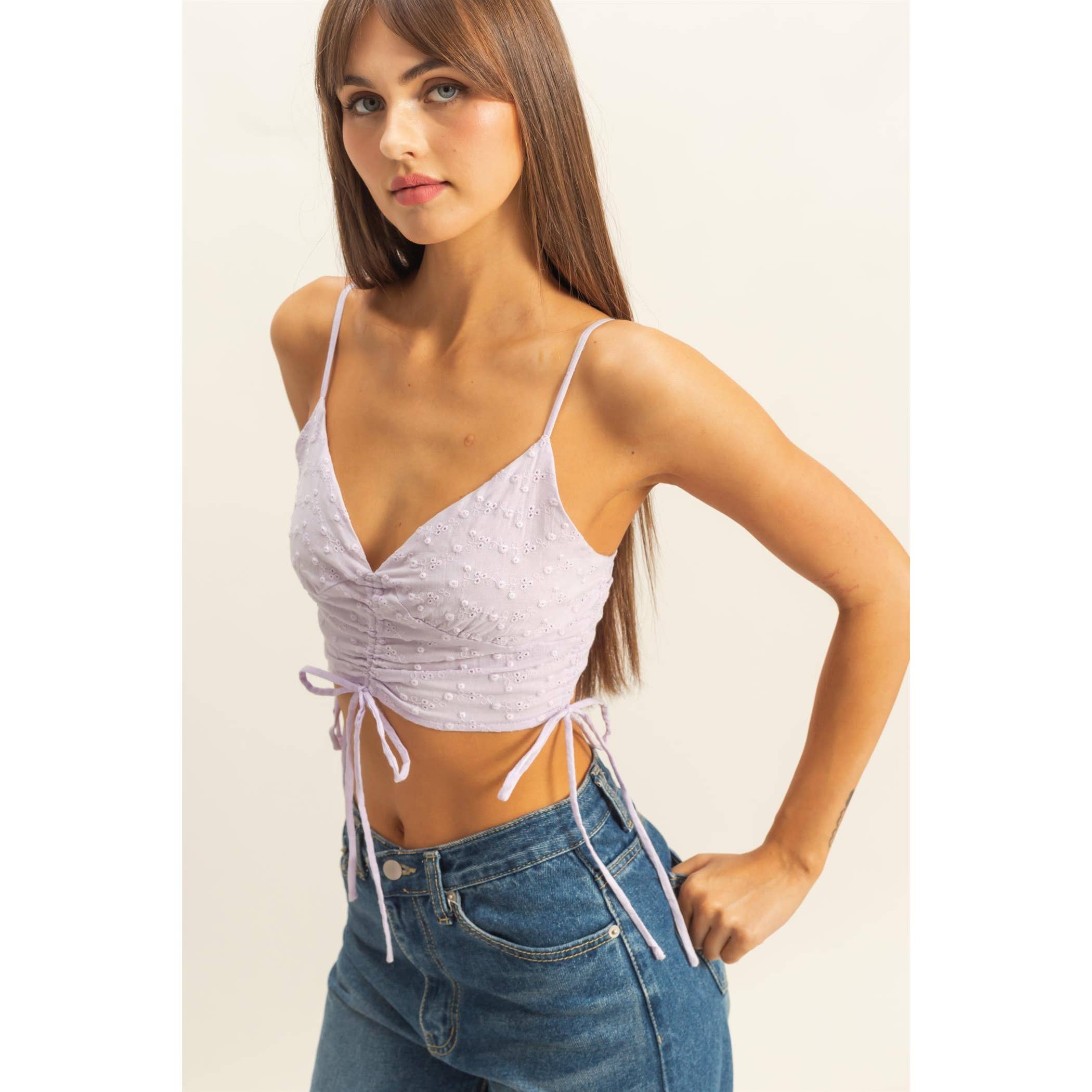 Drawstring Detail Crop Cami Top