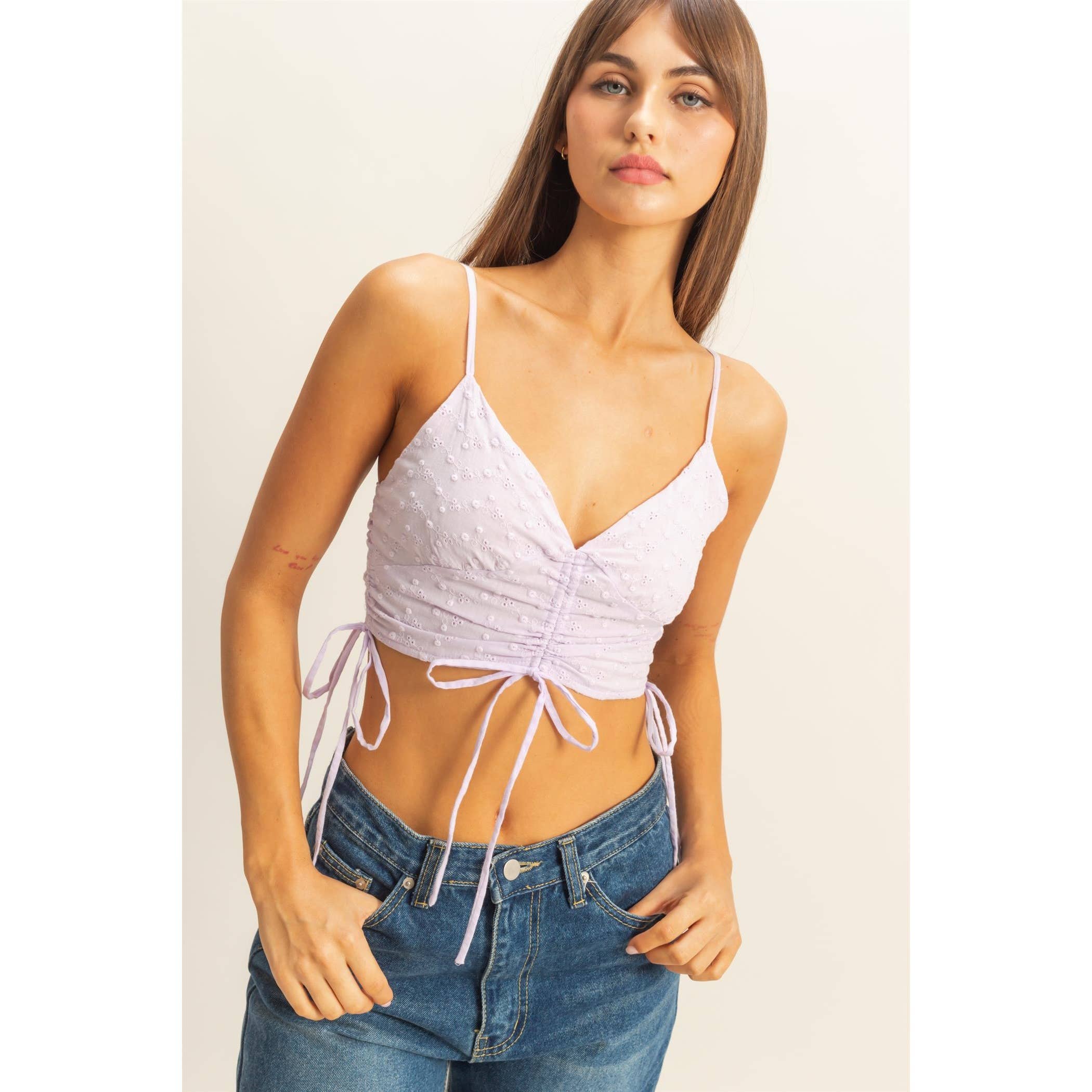 Drawstring Detail Crop Cami Top