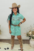 Desert Mint Pearl Snap dress
