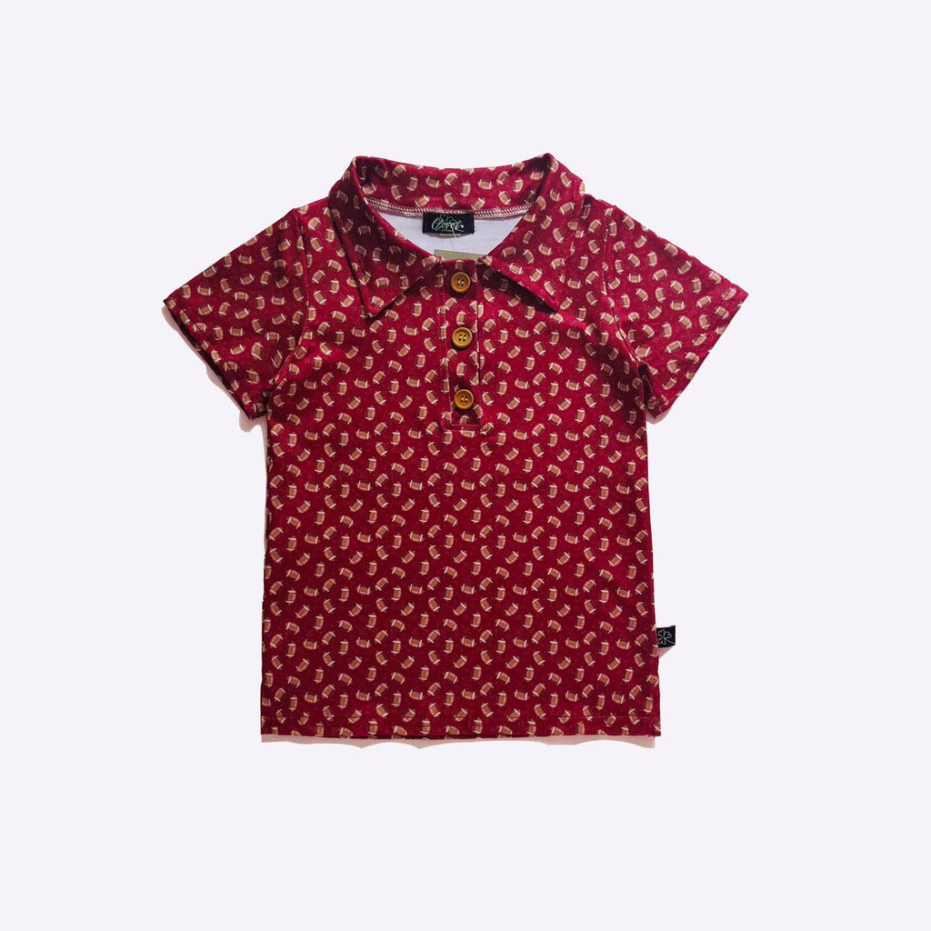 Maroon Football Boy Collar Shirt