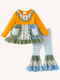 Mustard Bloom Ruffle Pants Set
