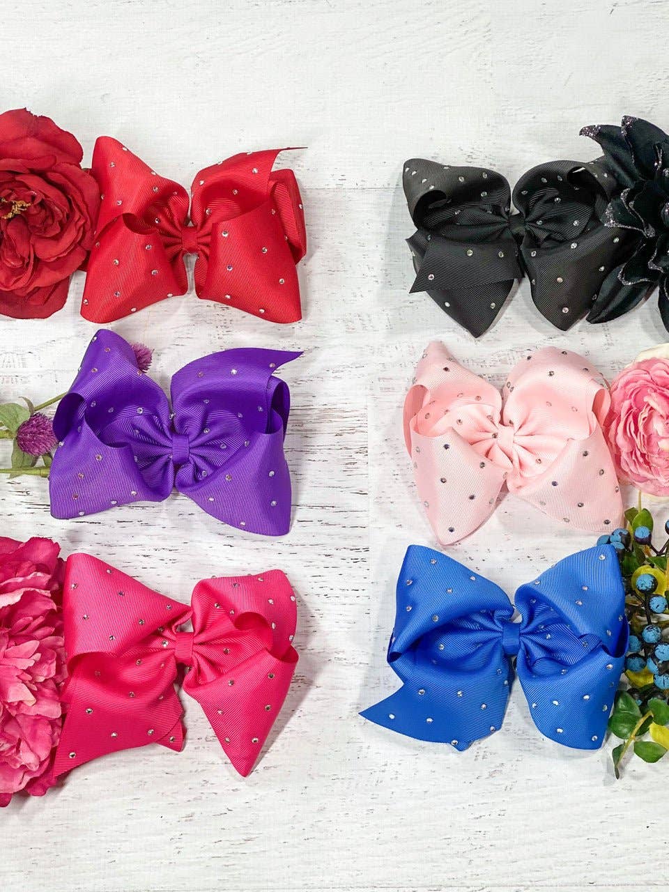Rhinestone Hair Bow - Alligator Clip - 5.5"