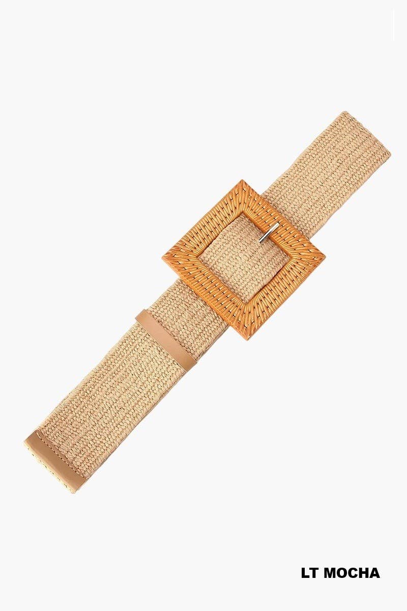 Bohemian Straw Square Pin Buckle Belt