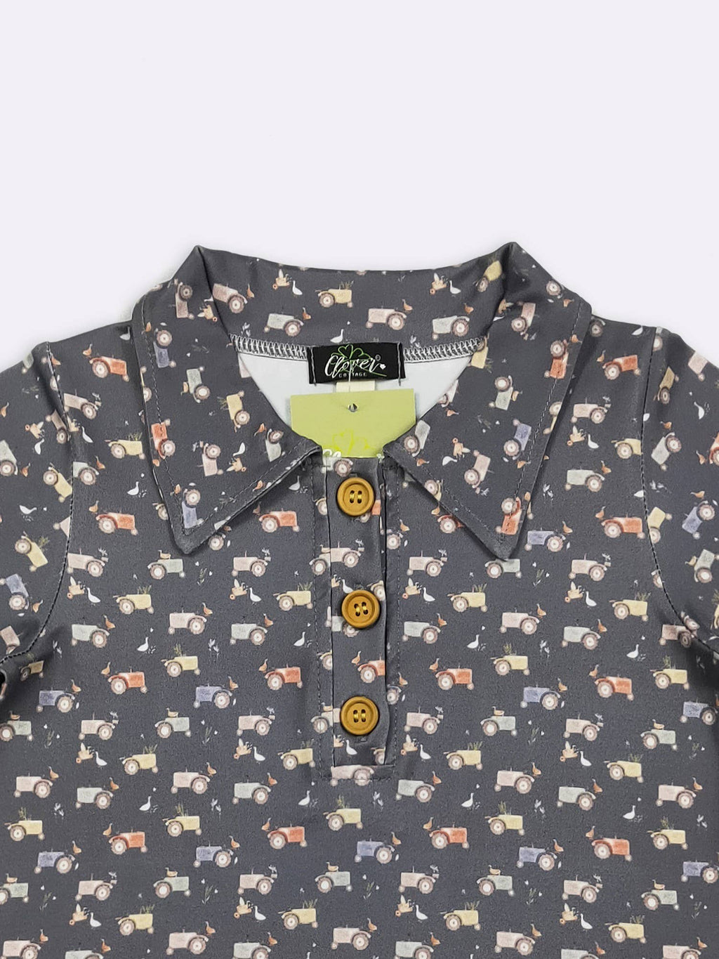 Navy Tractor Boy Collar Shirt