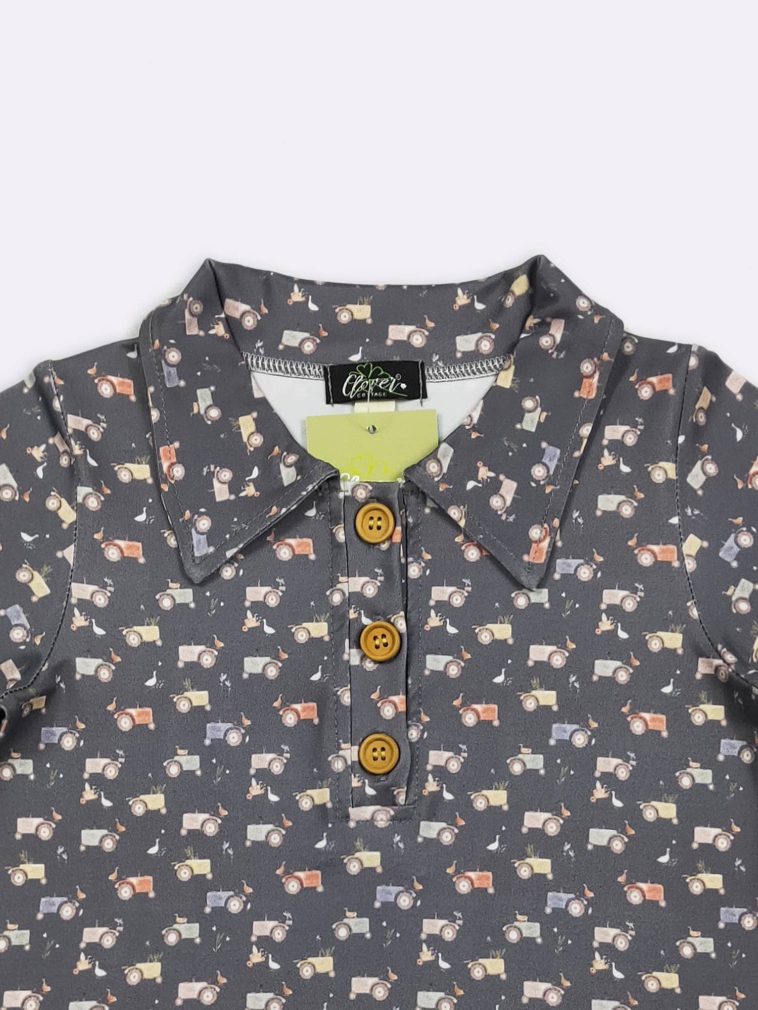 Navy Tractor Boy Collar Shirt