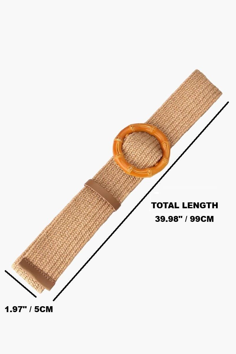 Bohemian Straw Bamboo Pin Buckle Belt