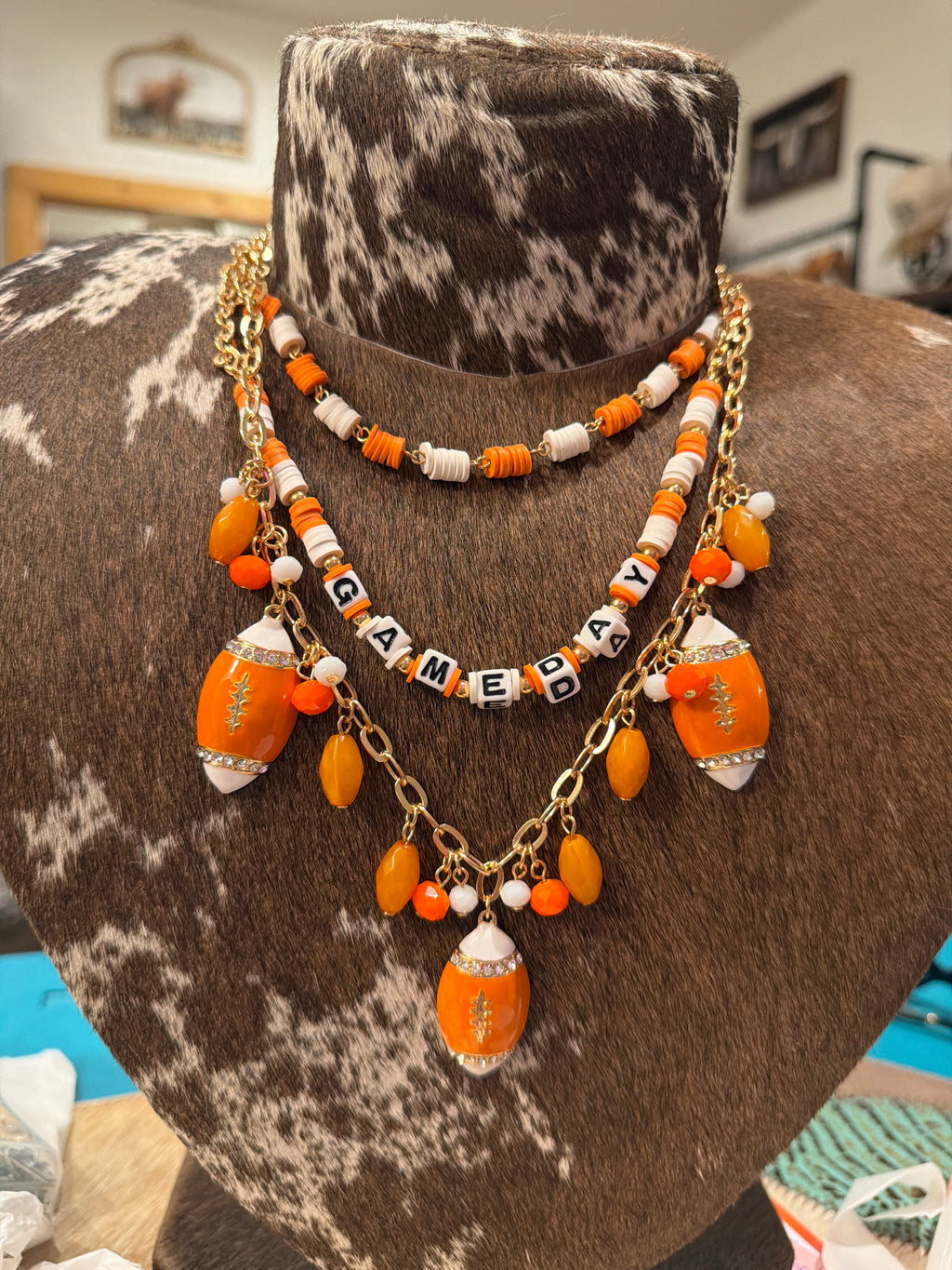 Game Day Glam Football Charm Necklace