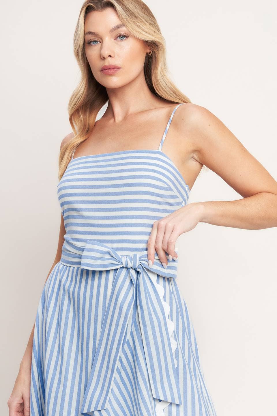 A striped woven midi dress