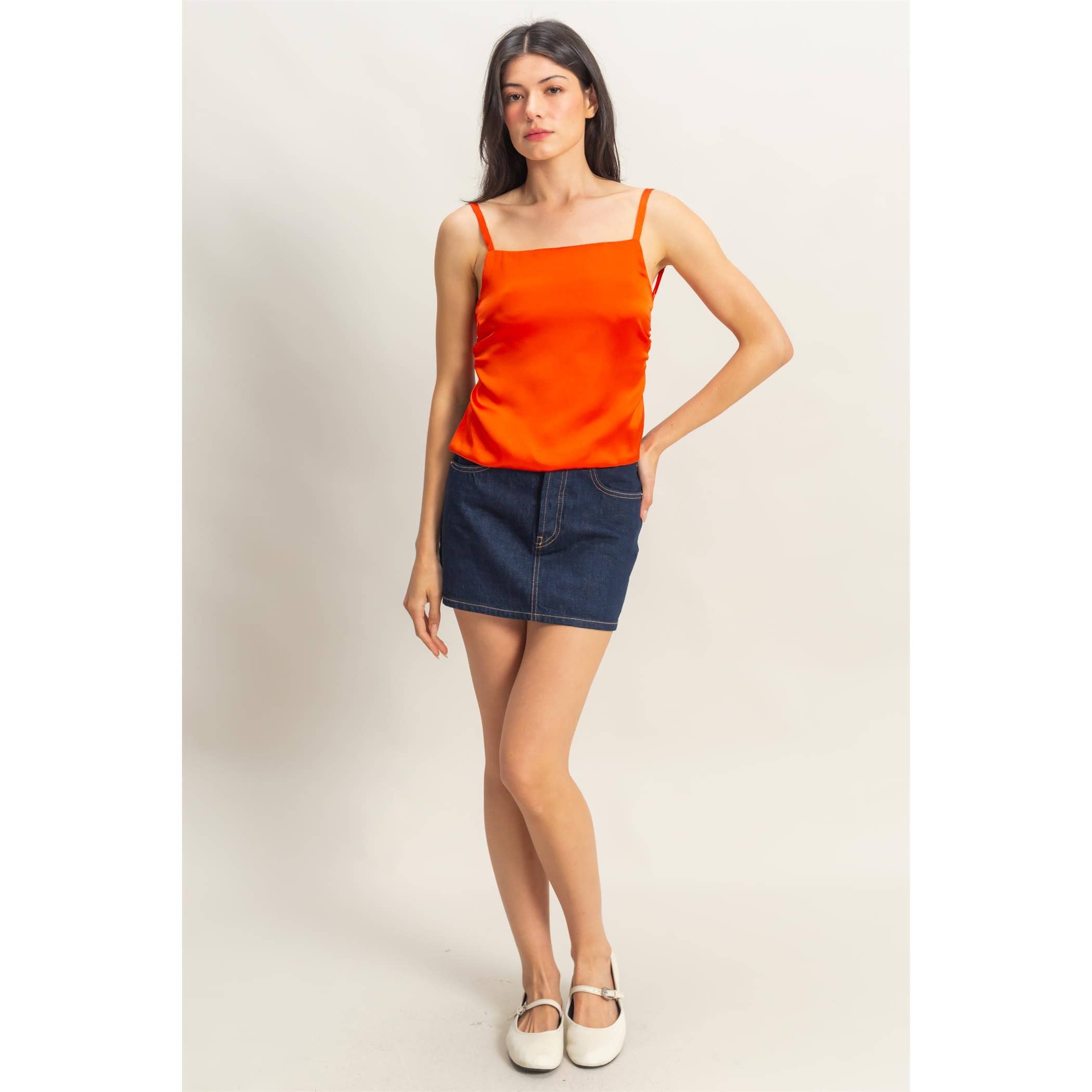 Satin Back Tie Detail Sleeveless Top