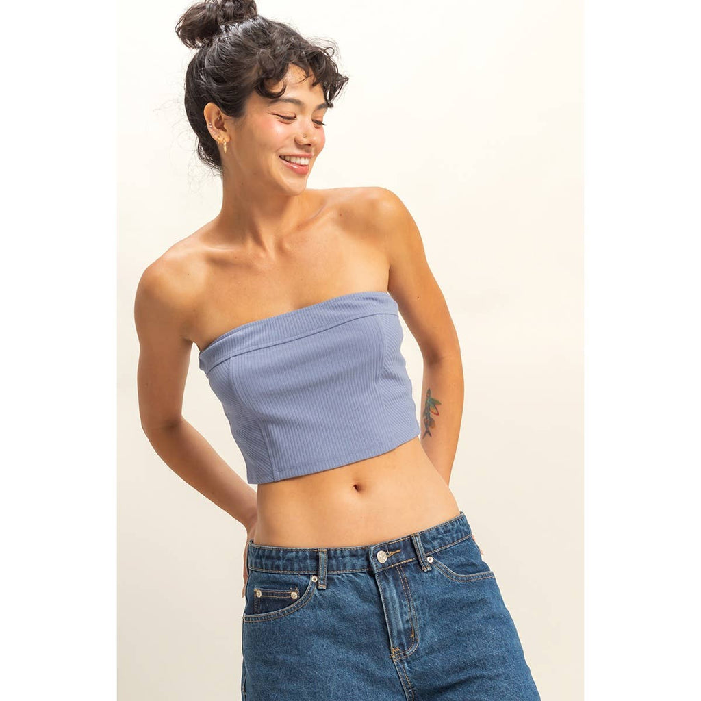 Strapless Ribbed Crop Top