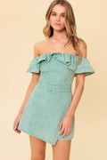 A washed striped woven romper