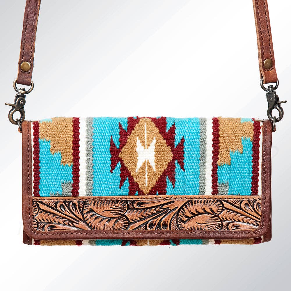 ADBG486 American Darling Hand Tooled & Hand Woven Saddle Blanket Western Wallet Bag