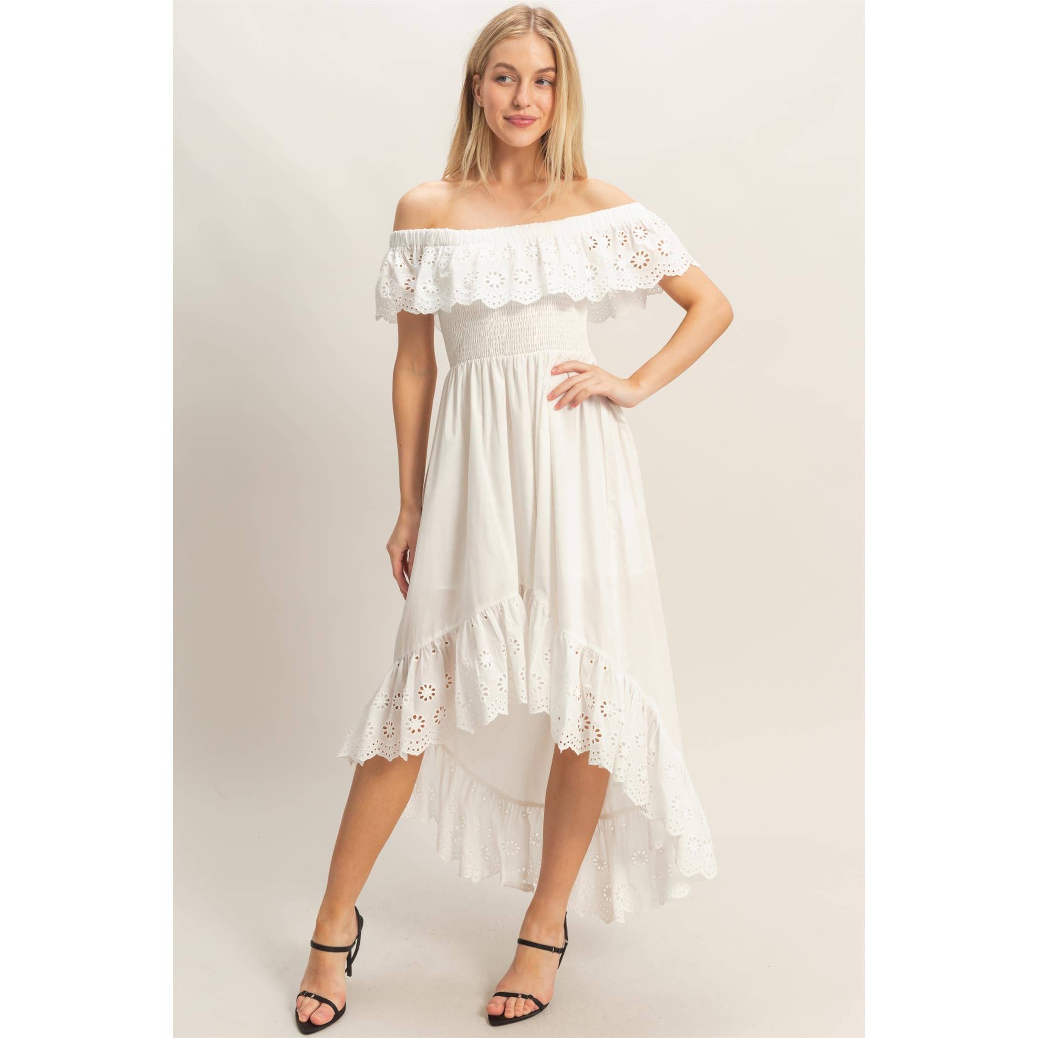 Off Shoulder Smocked Dress