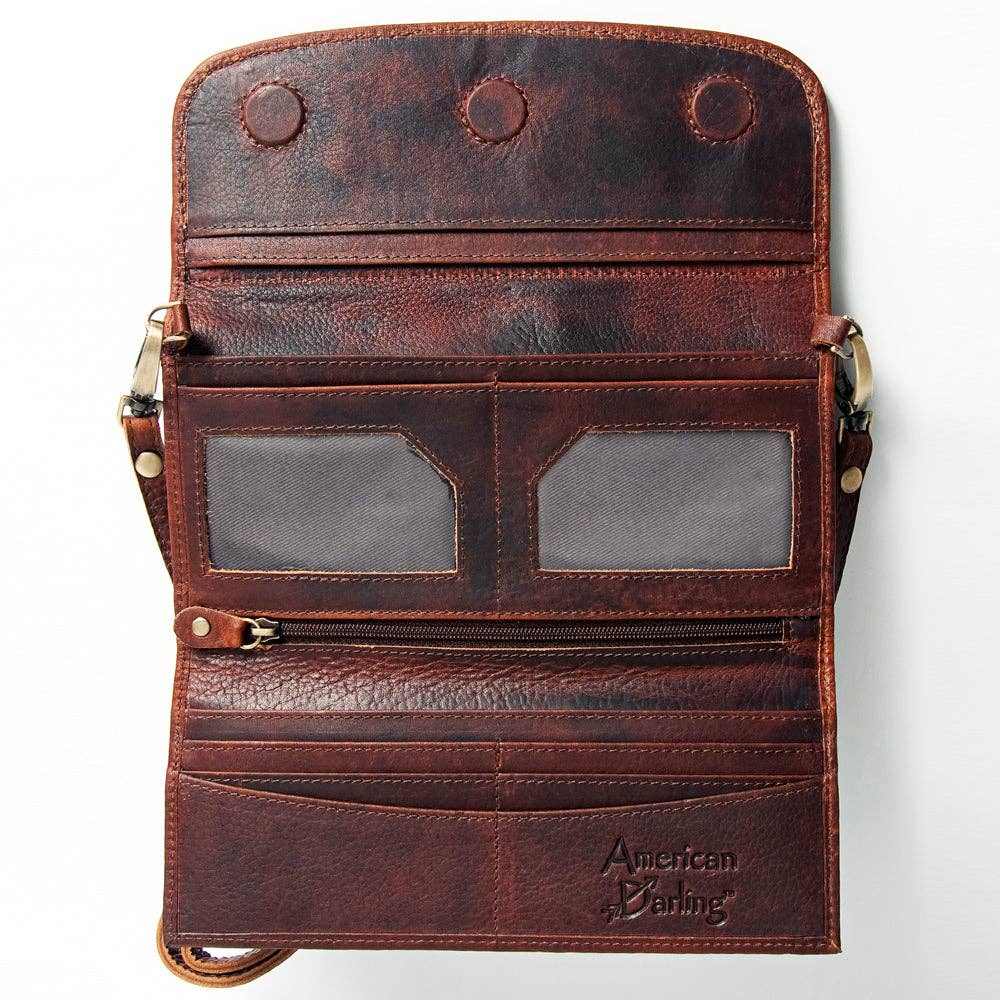 ADBGM102 Western Floral Tooled Leather Crossbody - by American Darling