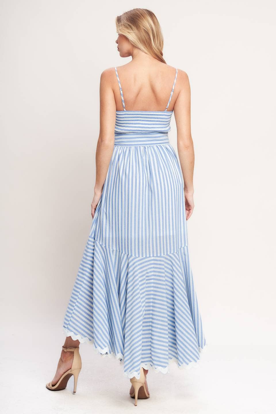 A striped woven midi dress