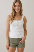 MINI RUFFLE DETAIL RIB TANK TOP - 45629T