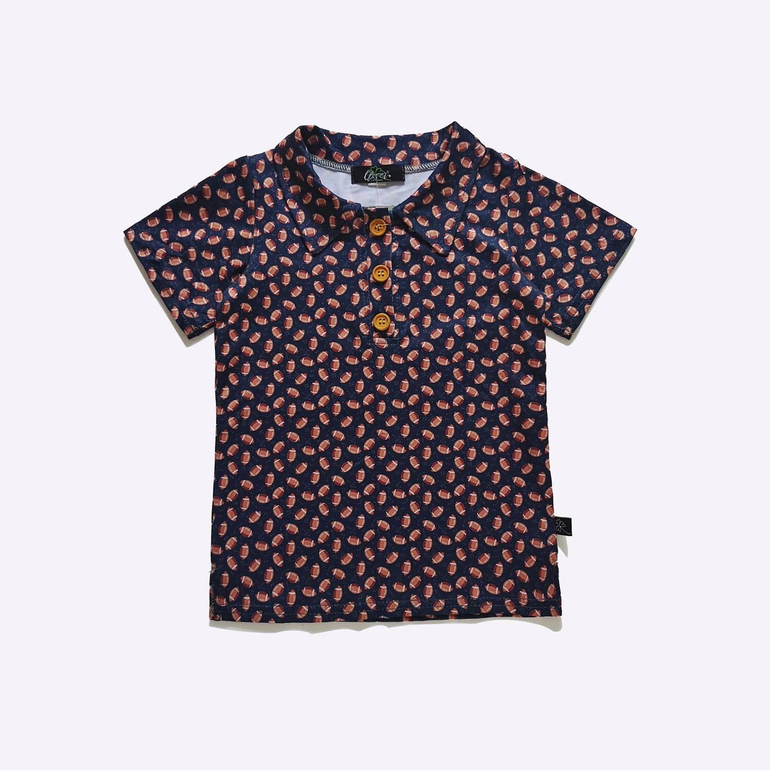 Navy Football Boy Collar Shirt