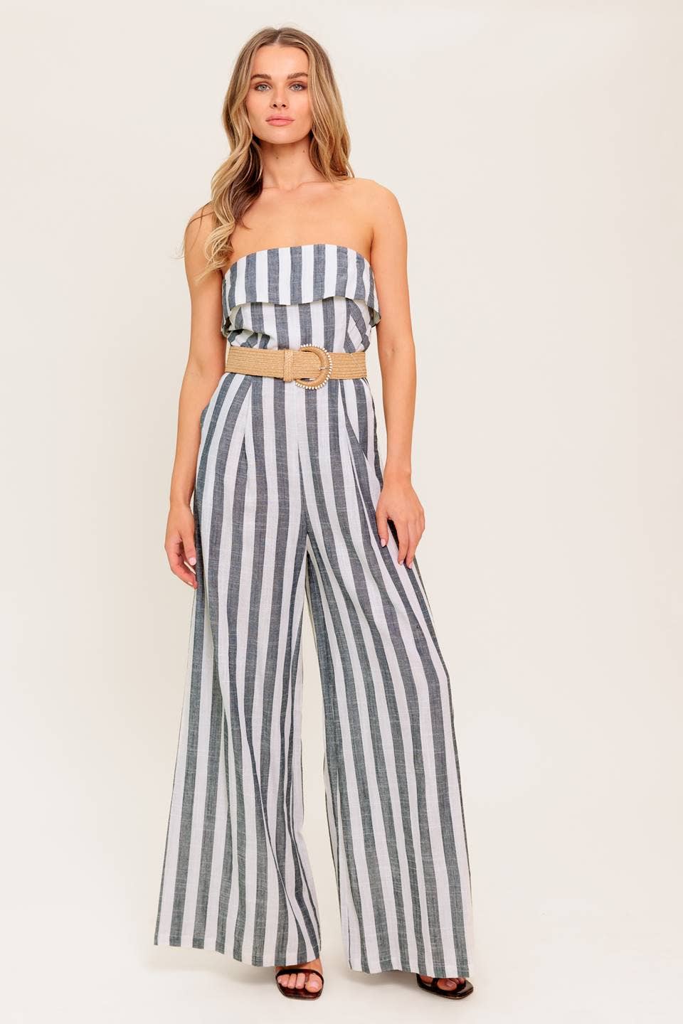 A striped woven jumpsuit