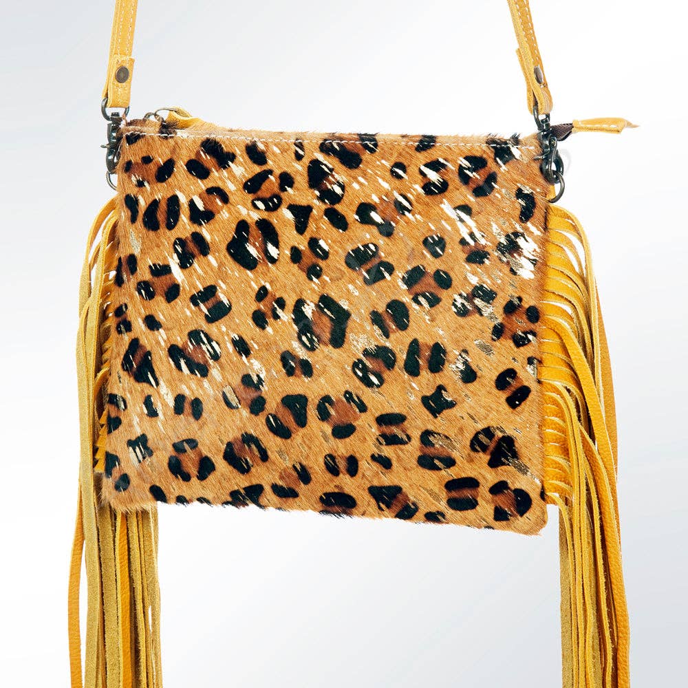 Golden Hour Leopard Fringe Crossbody