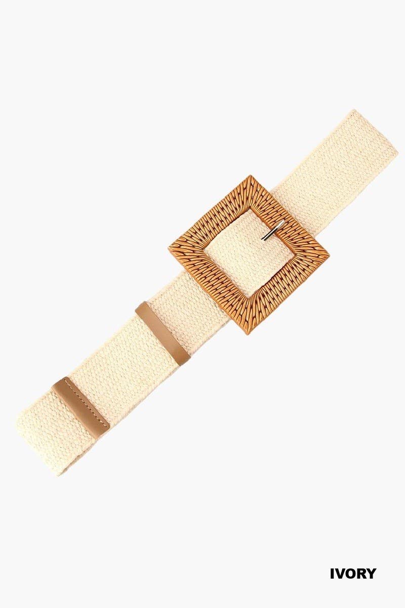Bohemian Straw Square Pin Buckle Belt