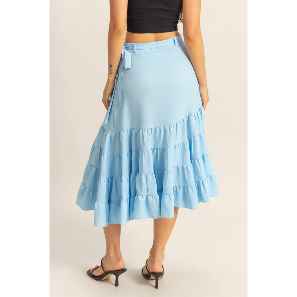 High-Waist Tiered Wrap Maxi Skirt