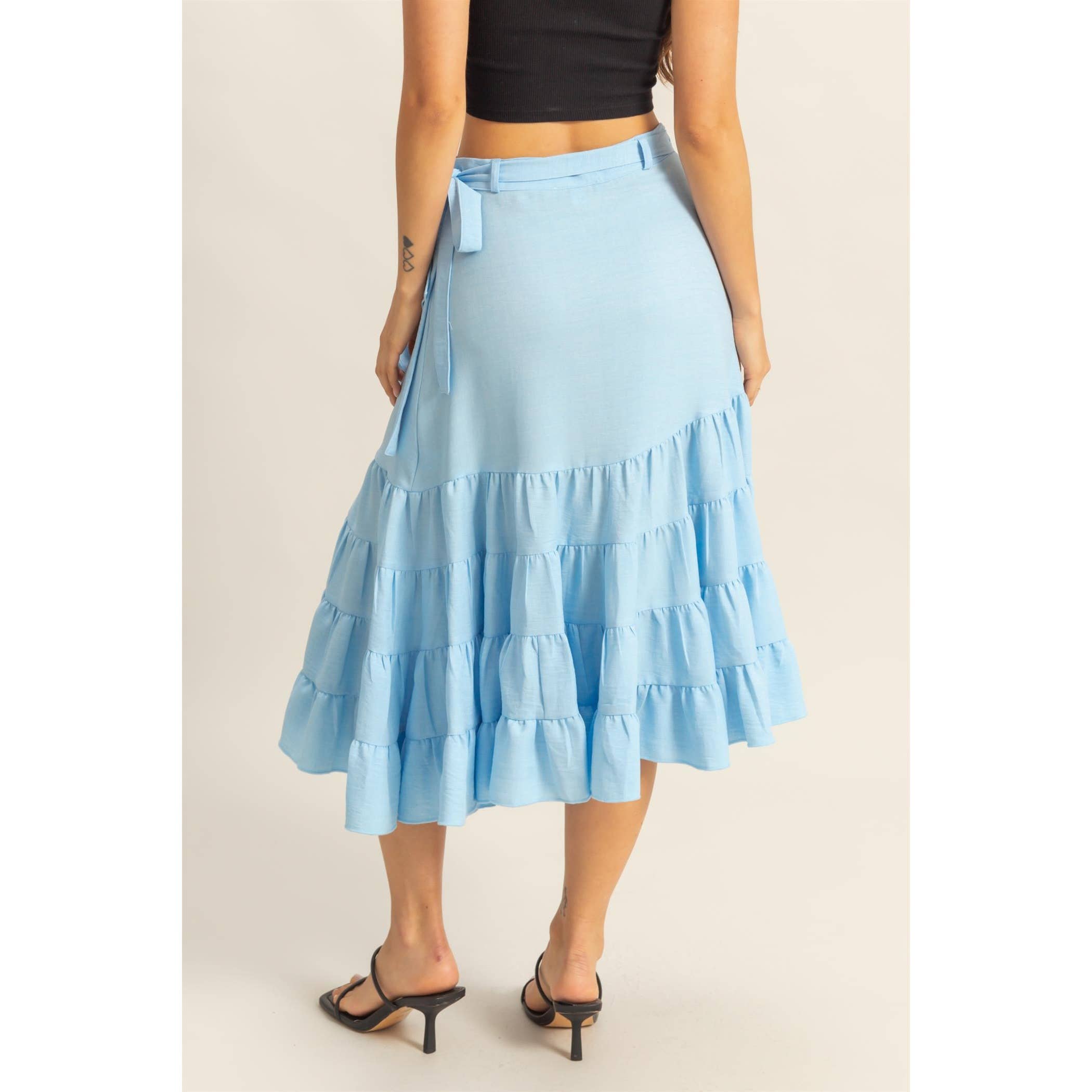 High-Waist Tiered Wrap Maxi Skirt