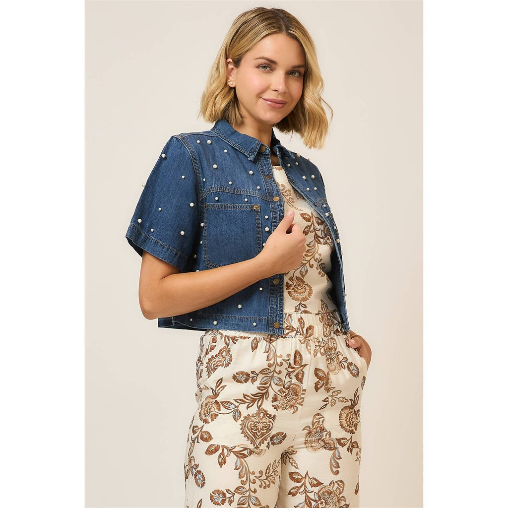 Pearl Charm Denim Jacket