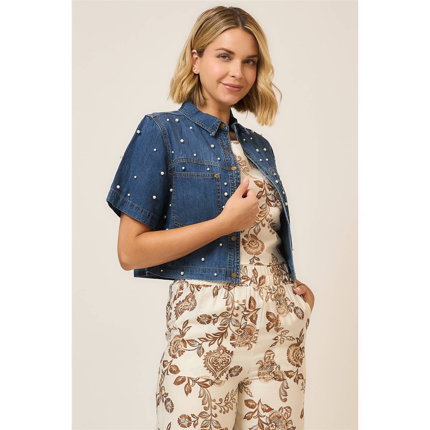 Pearl Charm Denim Jacket